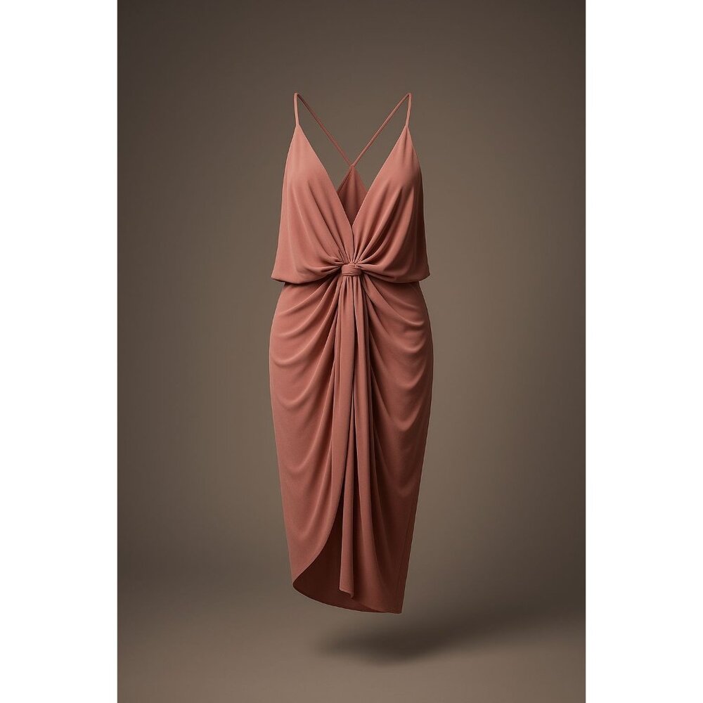 MISA Los Angeles Domino Draped Mini Dress Womens XS Blush Rose Warm Weather Glam